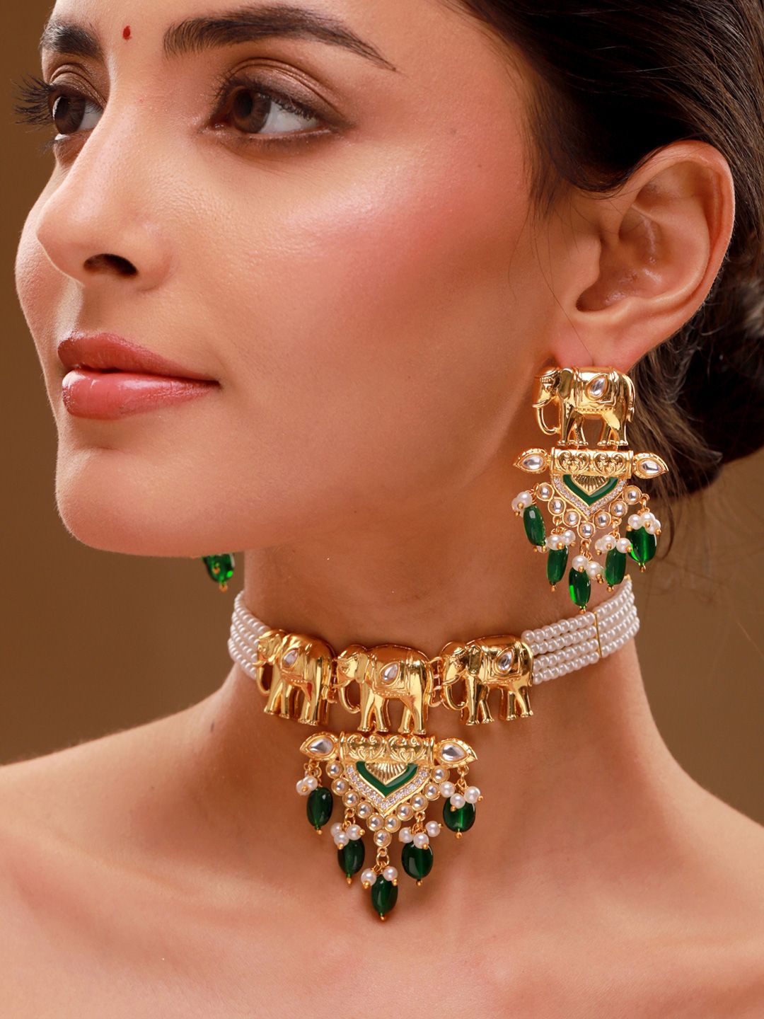 voylla Queens of Rajasthan Gajvira Choker Necklace Set-picture-51