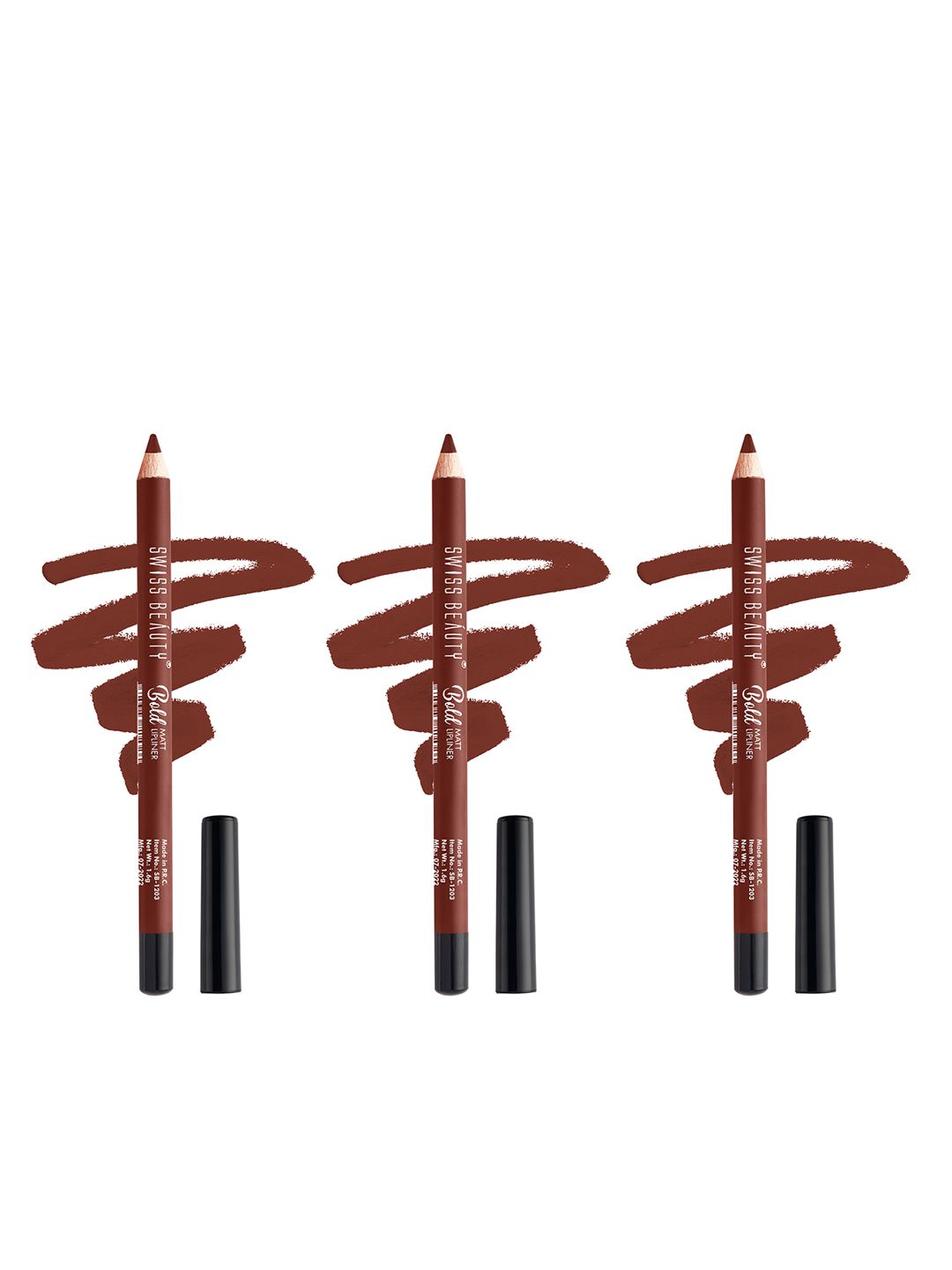 SWISS BEAUTY Set of 3 Bold Matt Lip Liner Pencil - Cherry Brown 6-picture-33