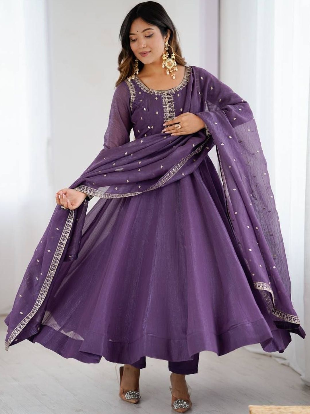 RITIRANG Women Ethnic Motifs Embroidered Regular Kurta with Palazzos & With Dupatta-picture-12