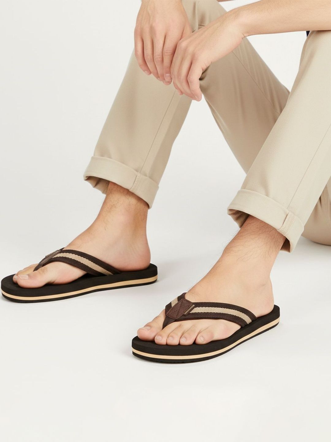 nostrain Mens Angular Slippers in Brown/Beige-picture-35