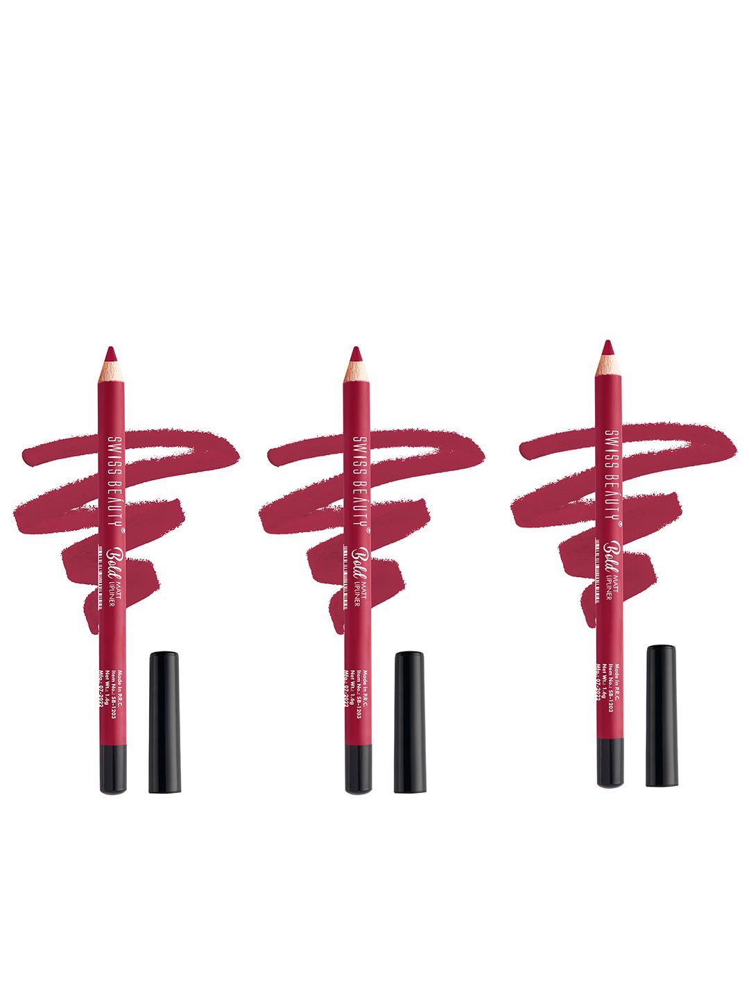 SWISS BEAUTY Set of 3 Bold Matt Lip Liner Pencil - Perfect Maroon 15-picture-29