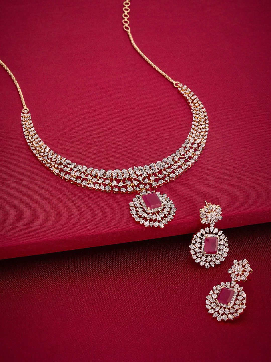 Kushal's Fashion Jewellery Gold-Plated Zircon-Studded Jewellery Set-picture-27