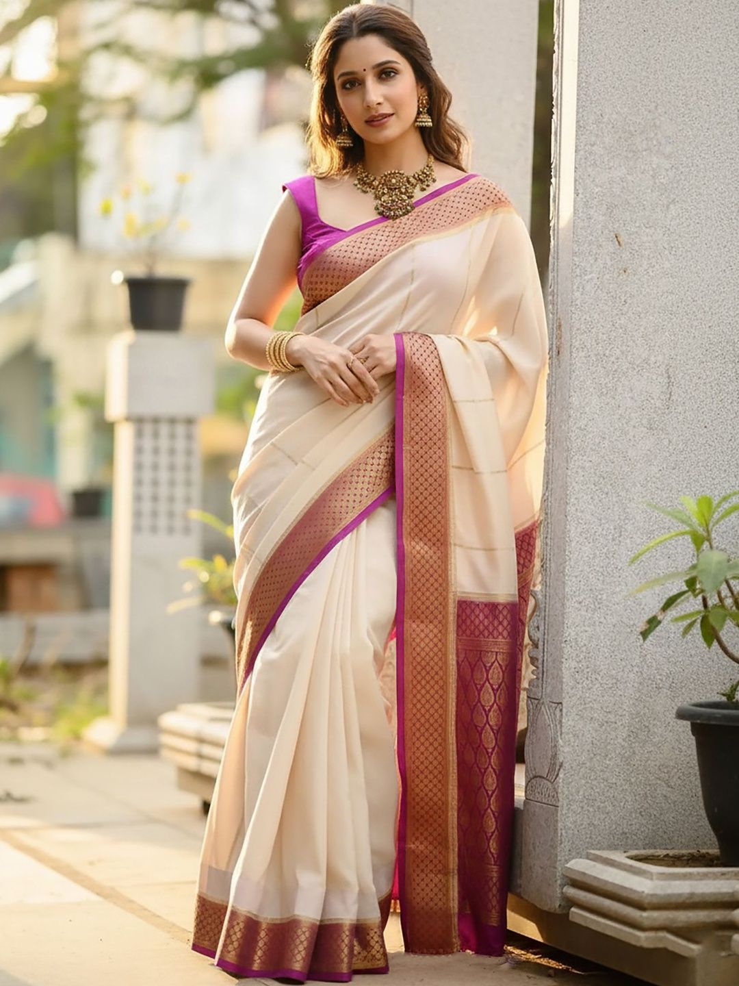 KALINI Woven Design Silk Blend Handloom Banarasi Saree-image-40