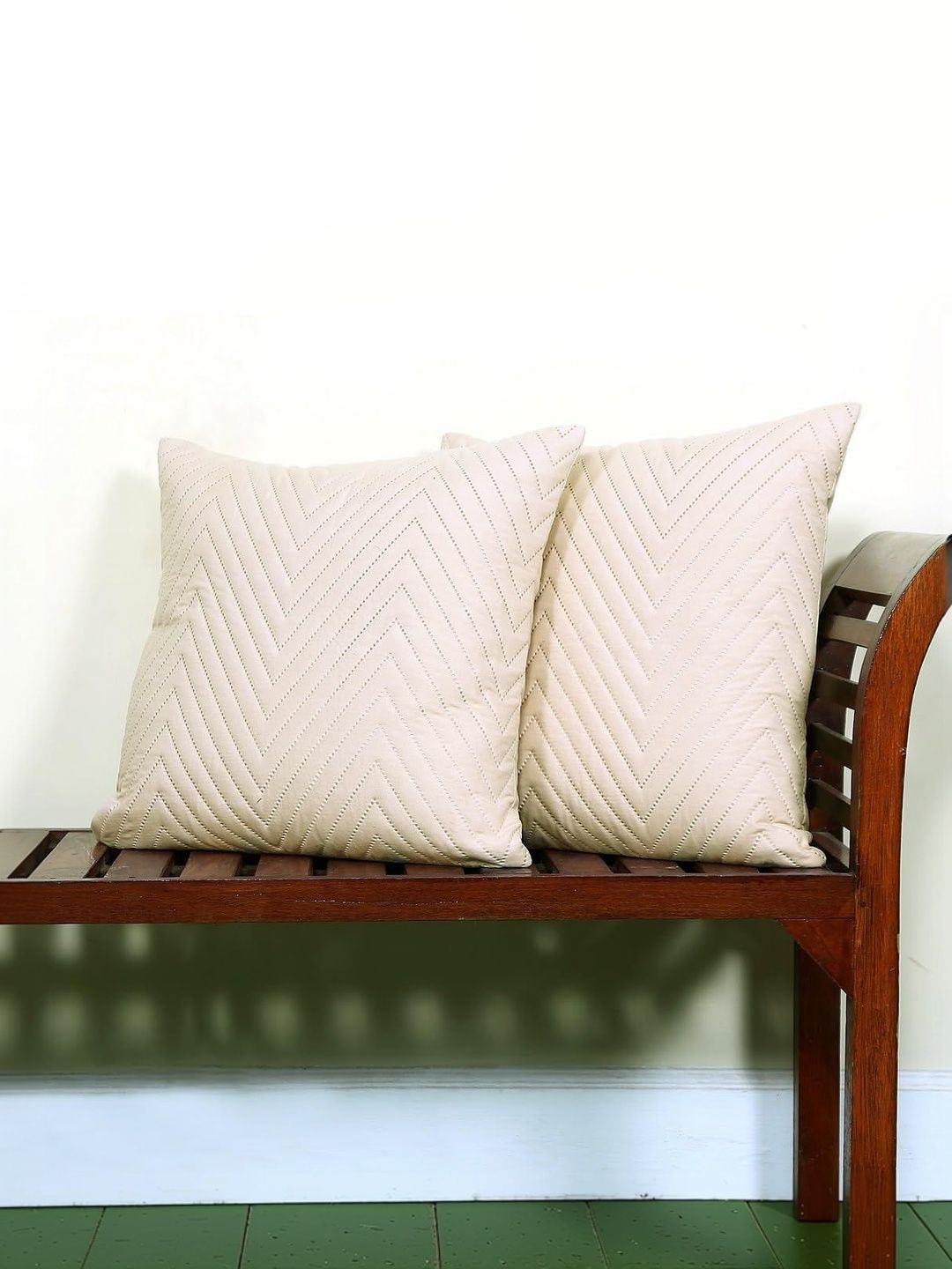 RD TREND Beige Velvet Set of 2 Square Cushion Covers 24x24 Inch-image-3