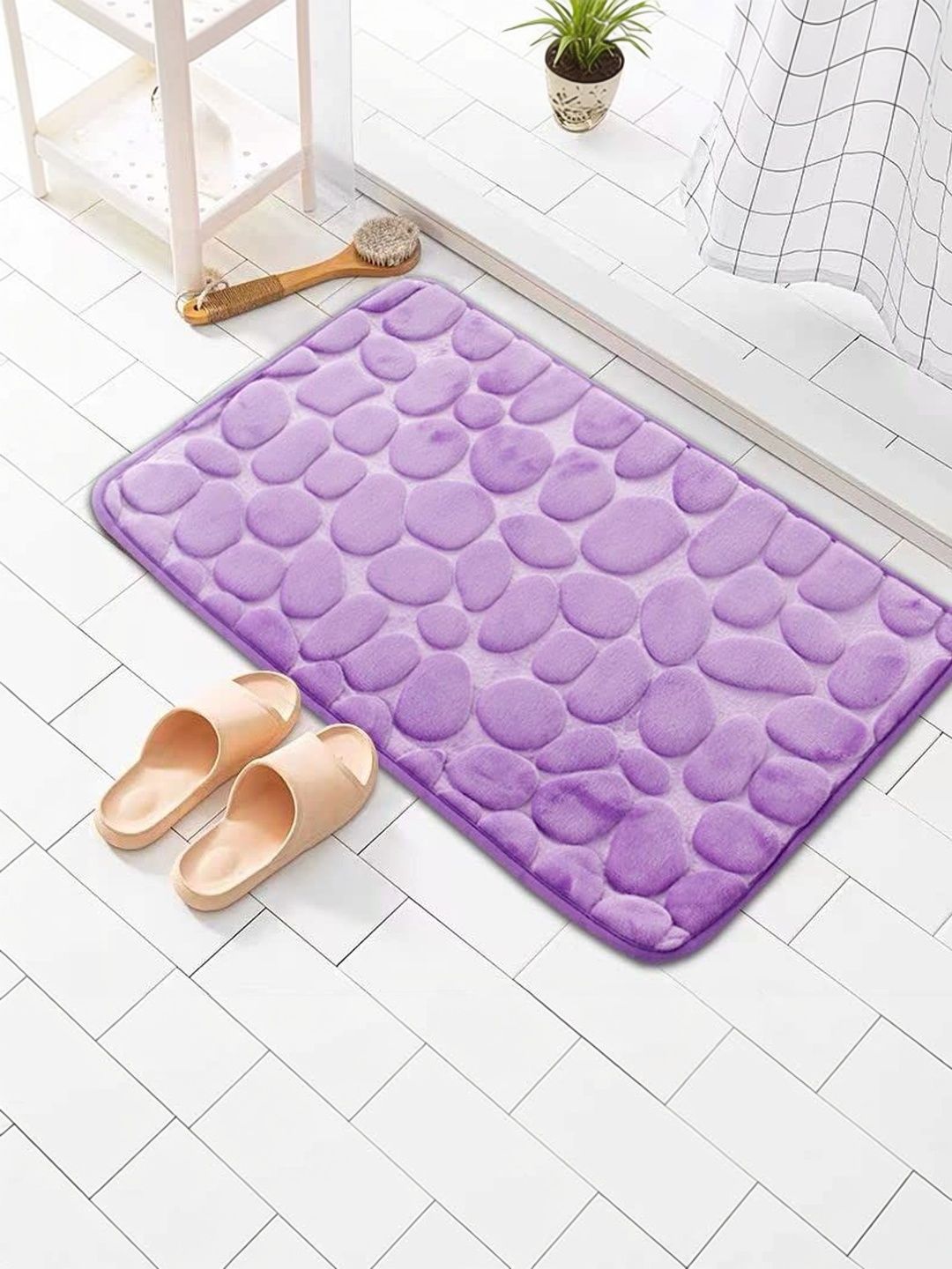 HomeCloud Purple Textured Anti-Skid Memory Foam Bath Rug-picture-37