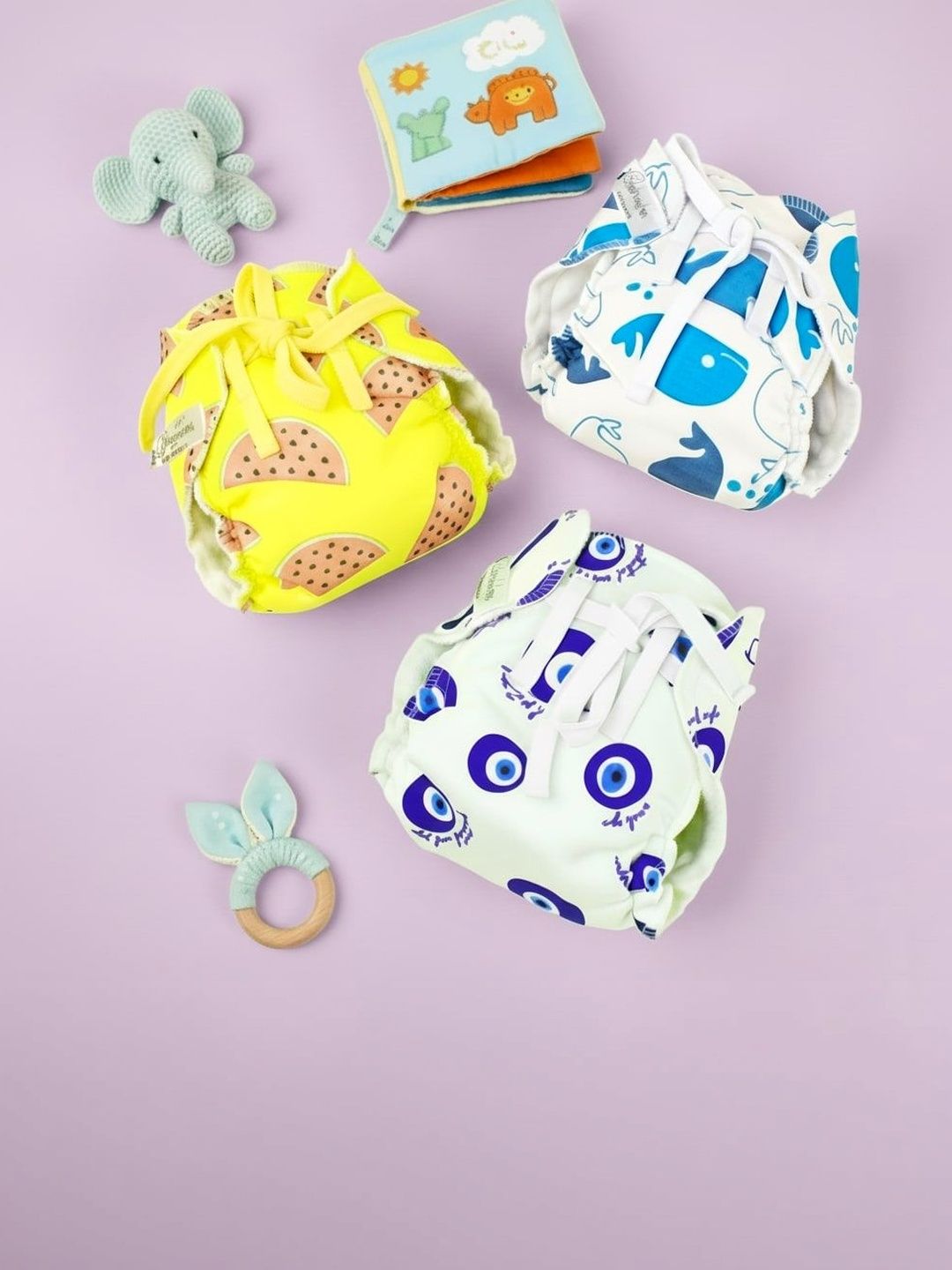 Snugkins Kids Set Of 3 Washable & Reusable Pure Cotton Nappies - XL-image-44