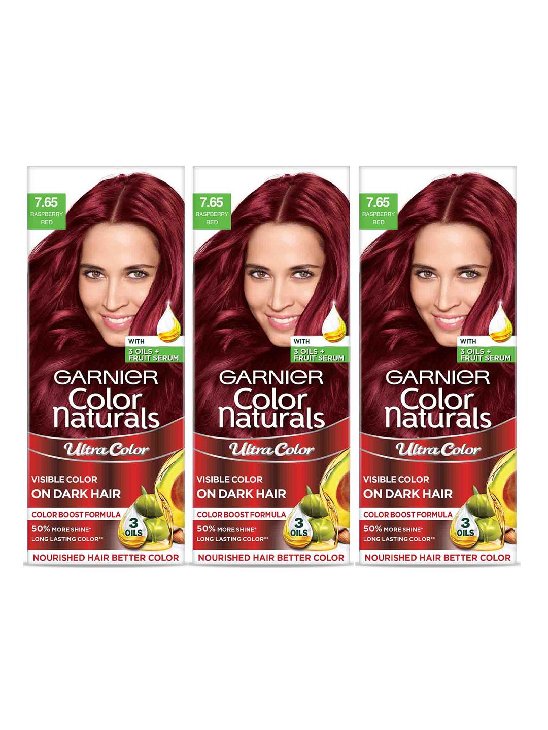 Garnier Set of 3 Color Naturals Ultra Hair Color 55ml + 50g - Raspberry Red 7.65-image-23
