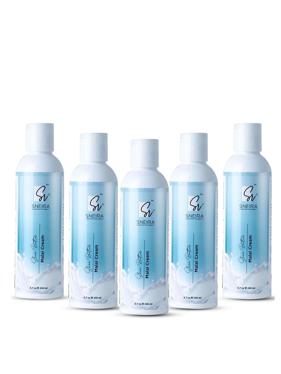 SNEIRA Set Of 5 Shea Butter Malai Cream Moisturising Body Lotion- 200 ml Each-image-35