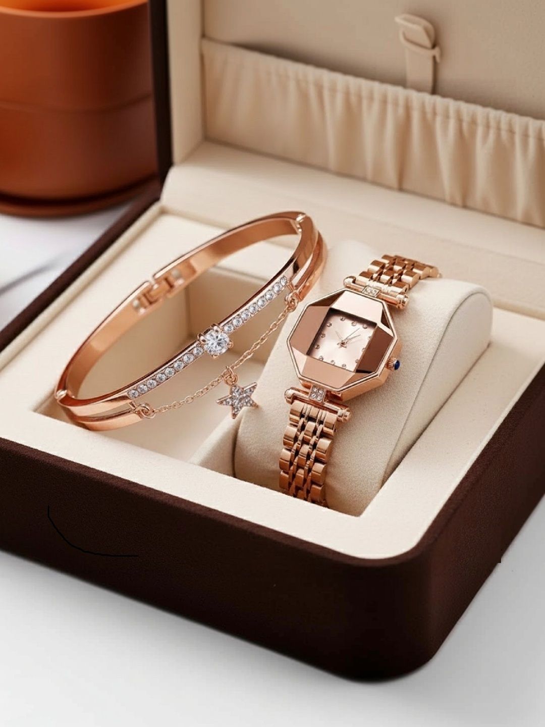 WATCHSTAR Women Dial & Bracelet Style Straps Analogue Watch Angle copper&Star BraceletW-picture-29