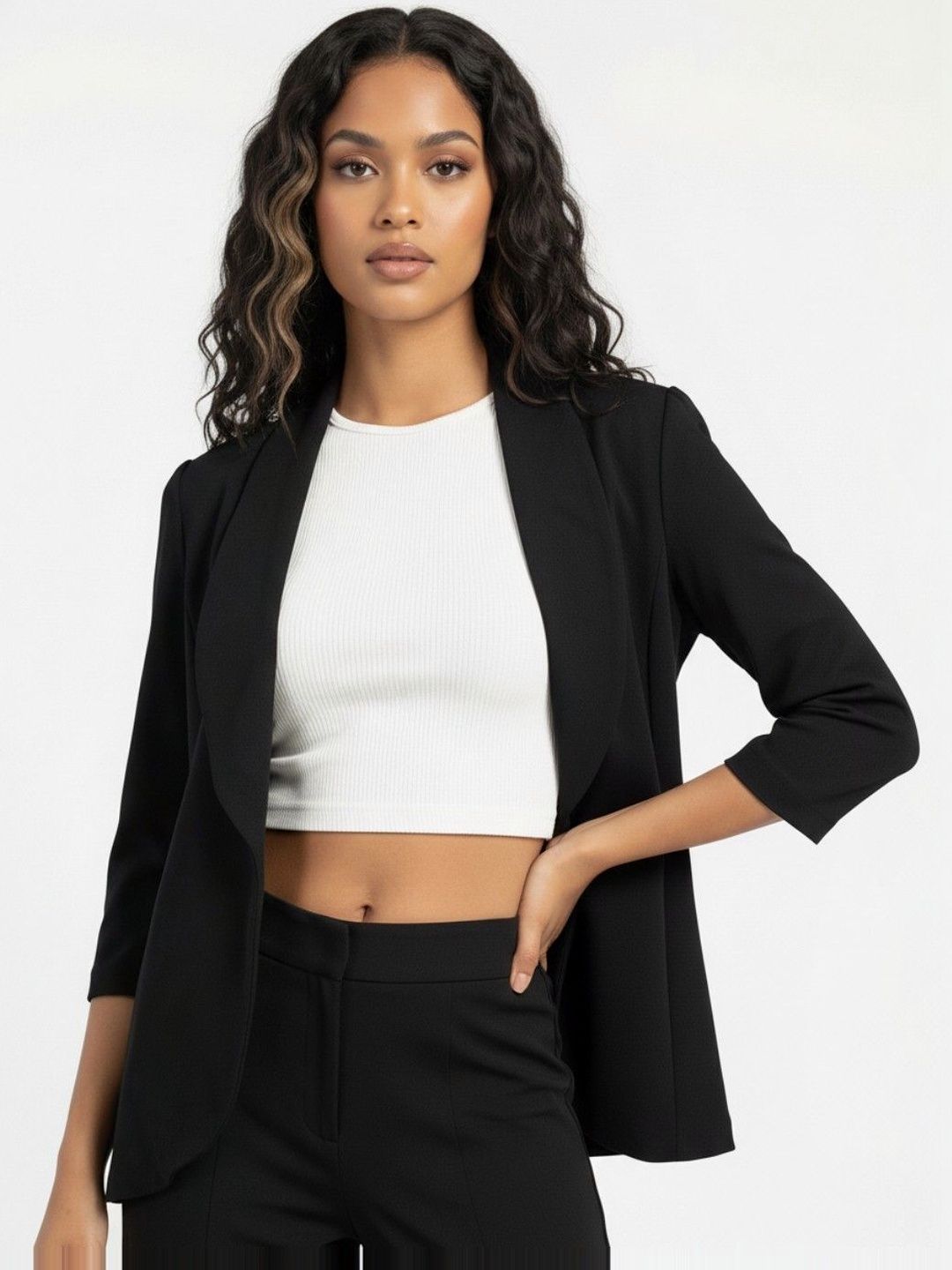 glitchez Notched Lapel Front Open Blazers-picture-17