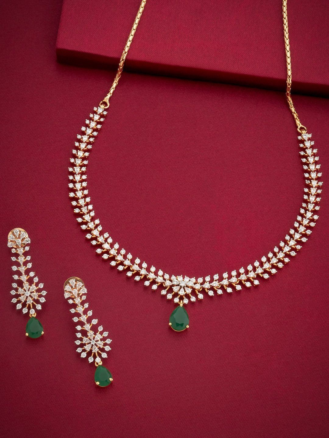 Kushal's Fashion Jewellery Gold-Plated Zircon Studded Jewellery Set-picture-34