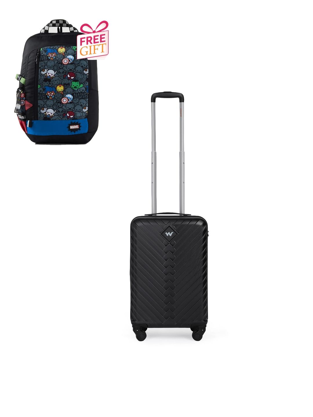 Wildcraft Citron Textured Hard Sided Cabin Trolley Suitcase with Free Backpack-picture-27