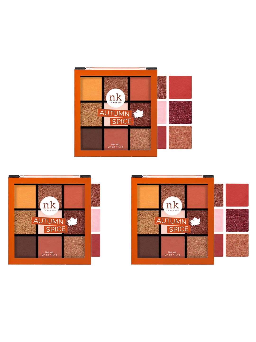 Nicka K Set of 3 Nine Color High-Pigmented Eyeshadow Palette - Autumn Spice-picture-50