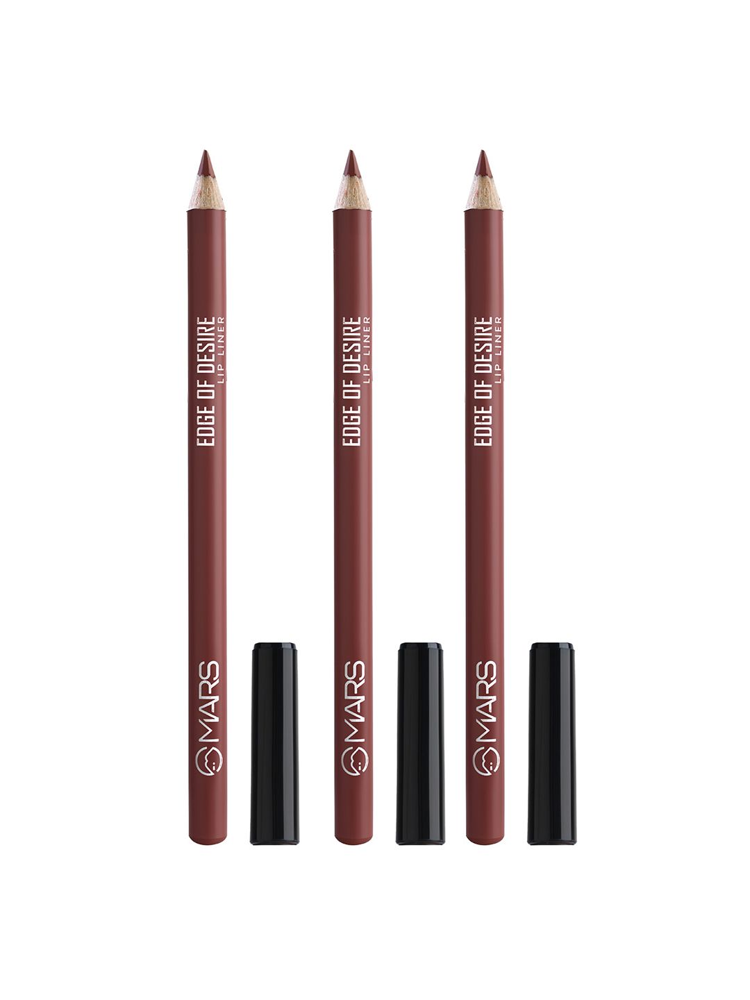 MARS Set of 3 Edge Of Desire Long Lasting Matte Lip Liner Pencil - Scandalous Brown 04