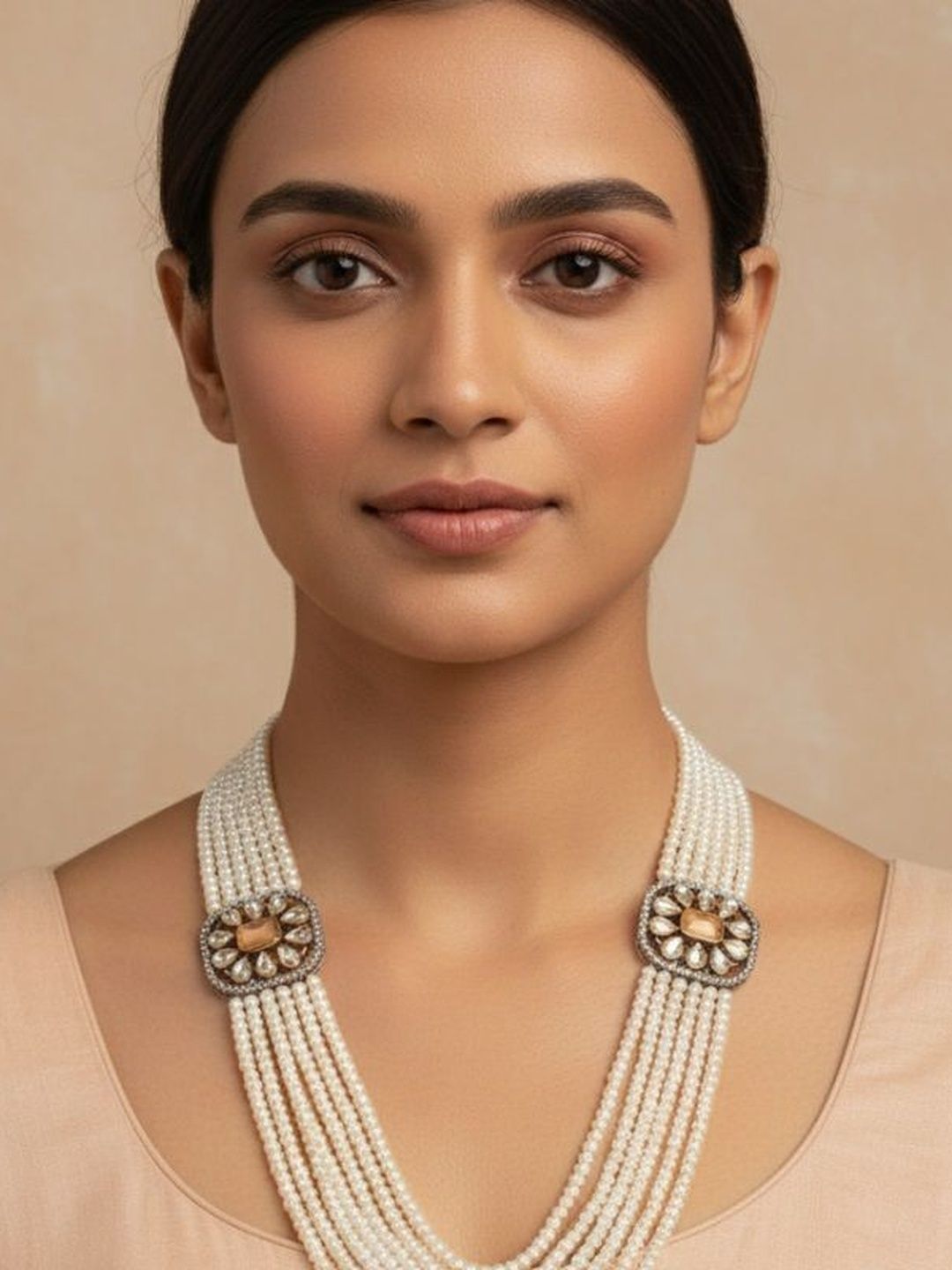 Mukta Handcrafted Pearls Alloy Ethnic Necklace And Earrings-picture-19