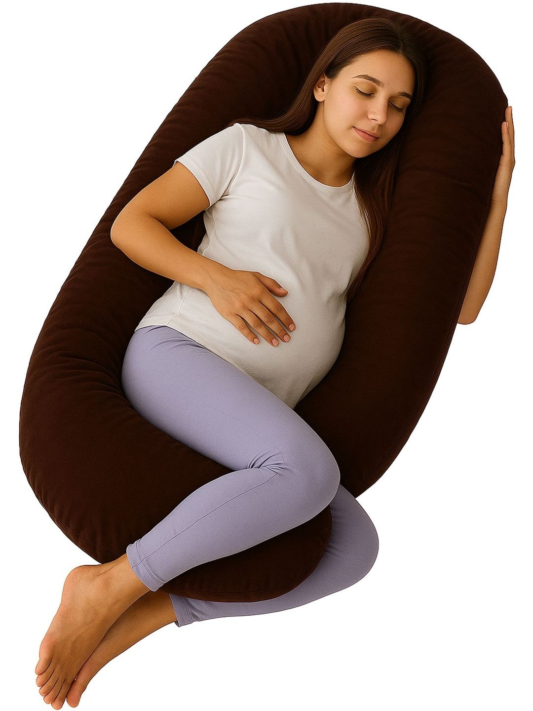 Nuluv Brown Cotton Filled Polycotton Breathable Maternity Pillow-picture-45