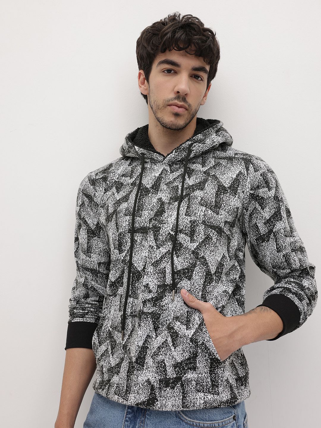 The Roadster Life Co. Geometric Self Design Hooded Fleece Sweatshirt-picture-22