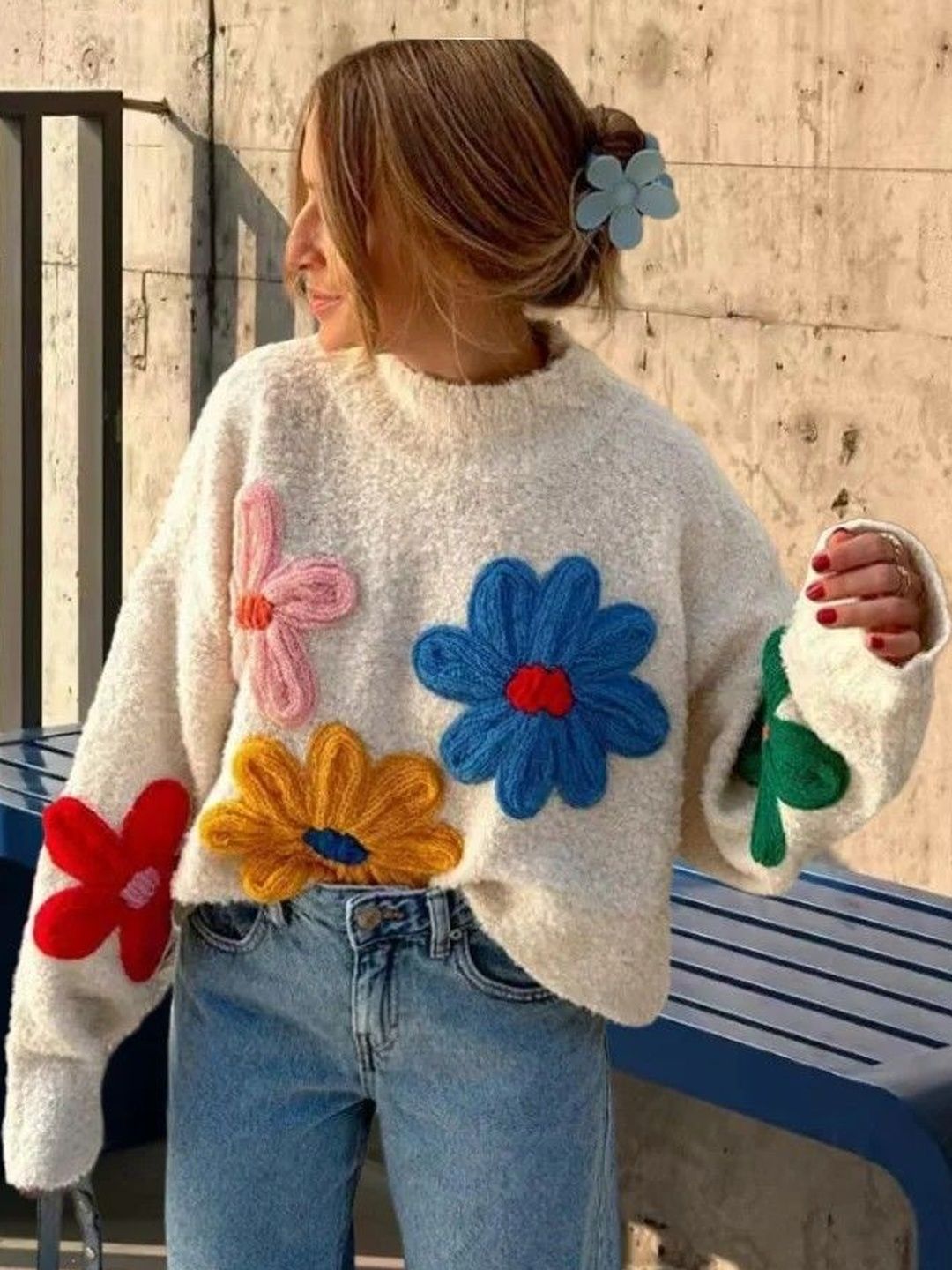 Miss Mosa By Akanksha Halle Embroidered Floral Woolen Sweater-picture-58