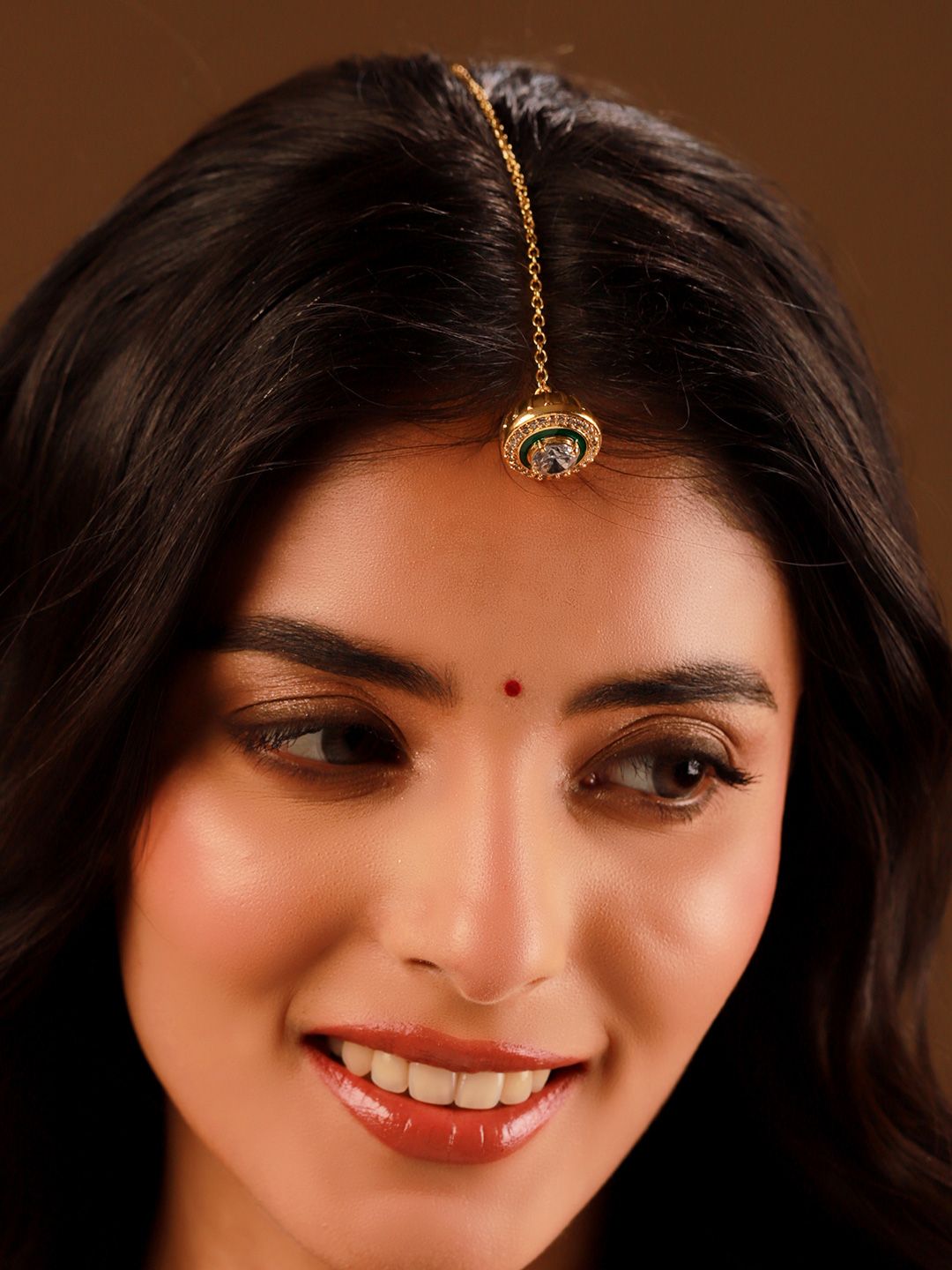 Voylla Gold-Plated Kundan Studded Maang Tikka Head Jewellery-picture-23