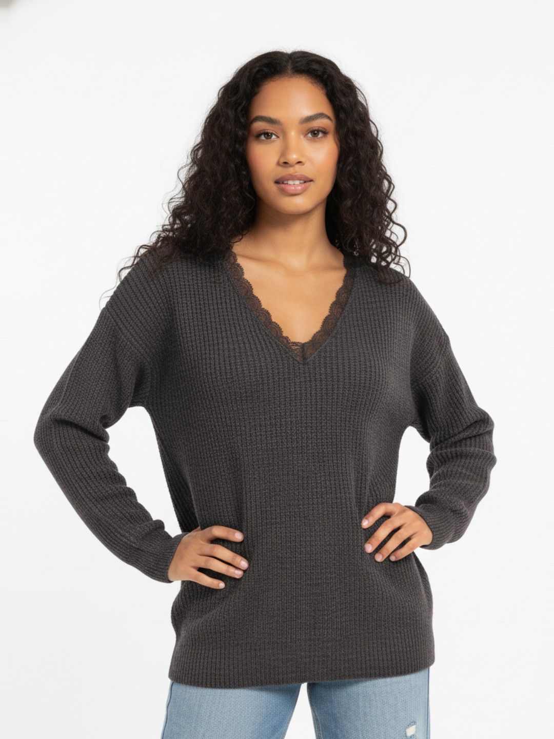 glitchez Cable Knit Lace Inserts Oversized Pullover-picture-45