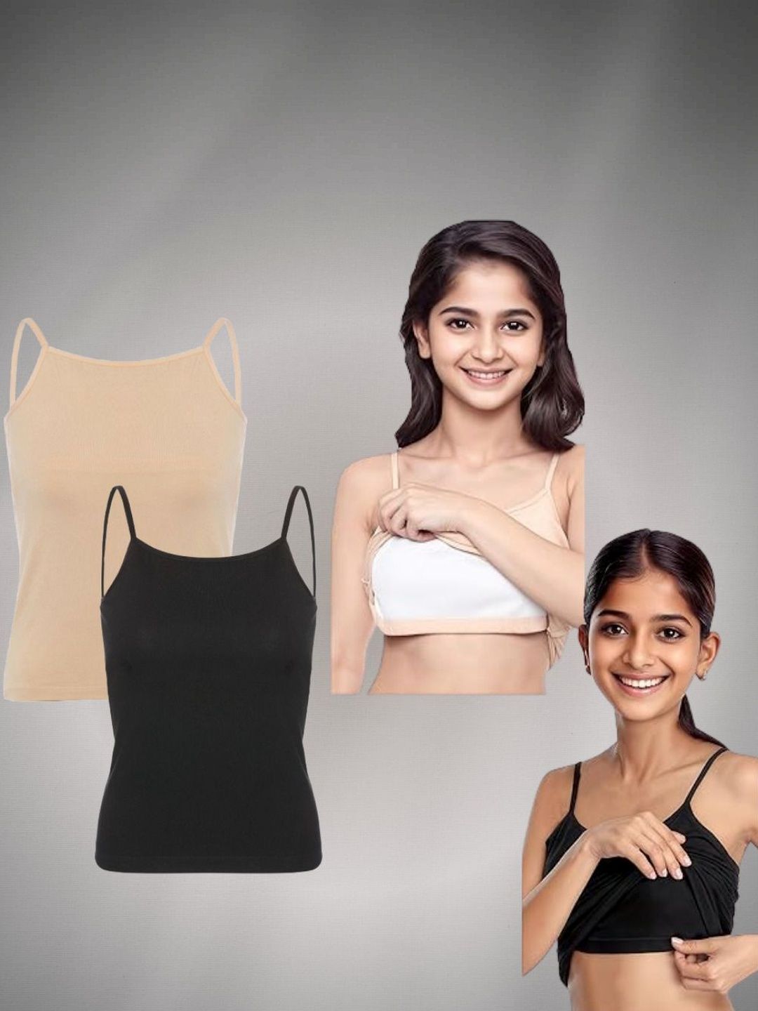 kikwit Black Pack of 2 Solid Lightly Padded Camisoles-picture-13