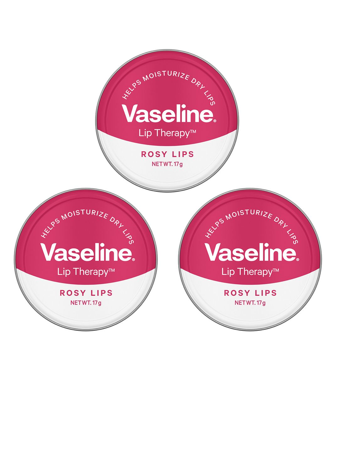 Vaseline Set of 3 Lip Therapy Tins For Moisturised & Soft Lips 17g each - Rosy Lips-image-24