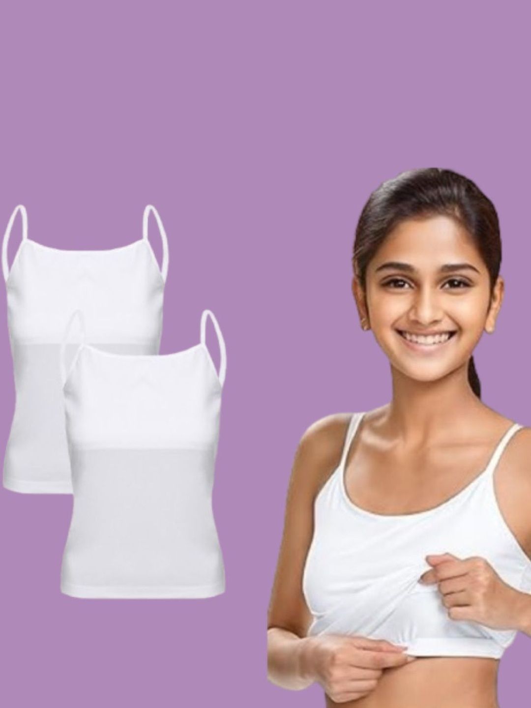 kikwit White Pack of 2 Solid Lightly Padded Camisoles-picture-55