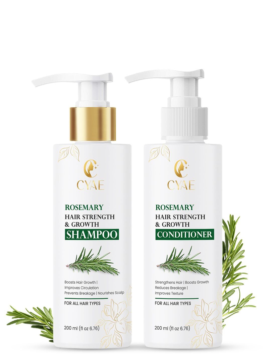 Cyae Set Of 2 Rosemary Hair Strength & Growth Shampoo & Conditioner - 200 ml Each-picture-1