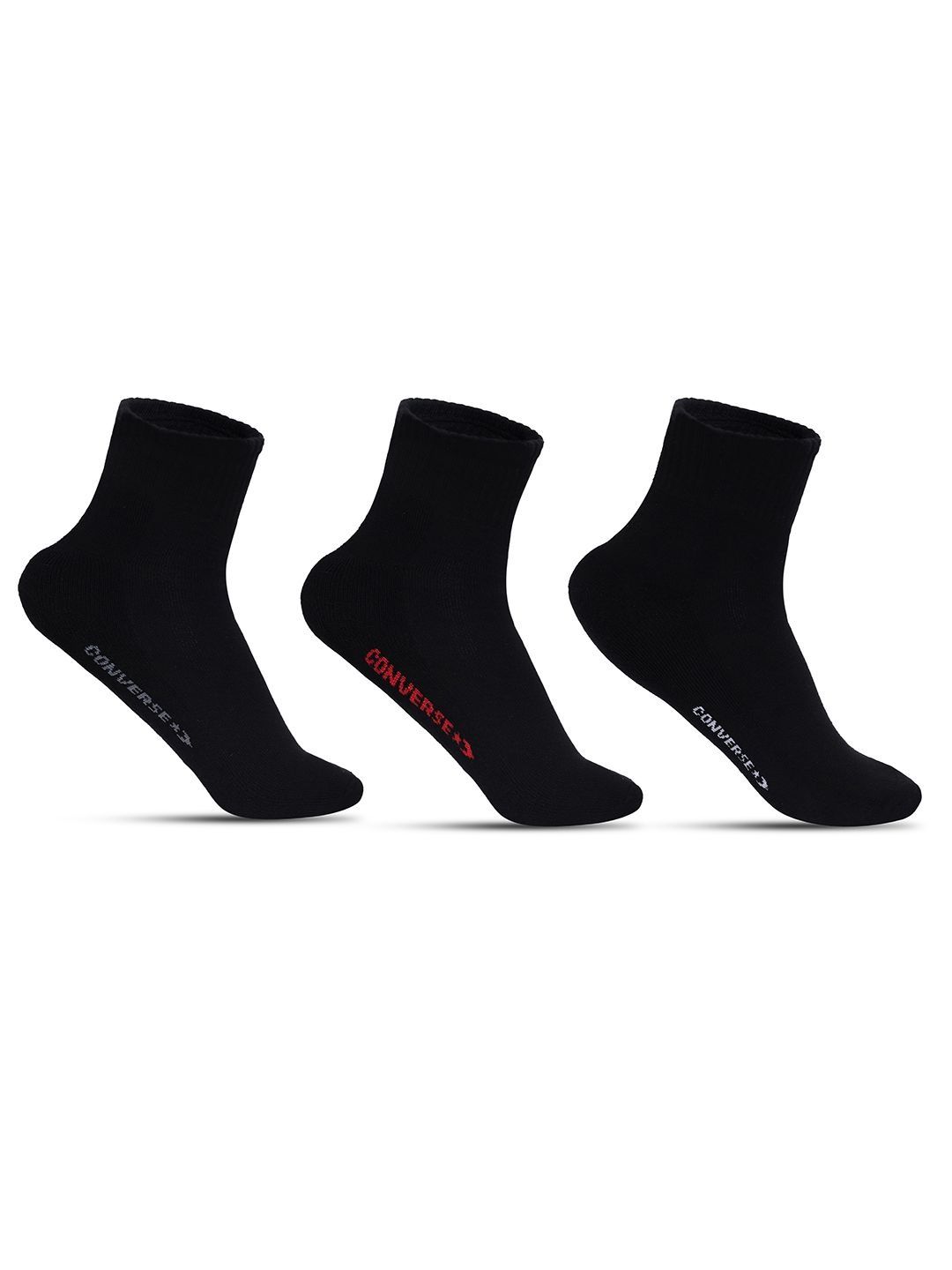 Converse Unisex Pack of 3 Black Quarter Socks-image-28