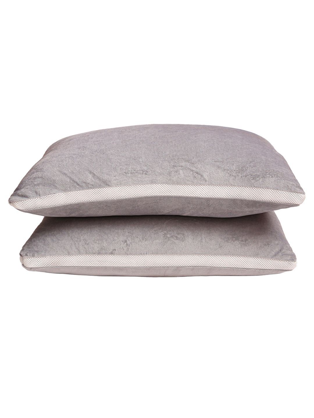 PAPAYA Grey Set of 2 Fibre Filled Polycotton Ultra Soft Sleep Pillow-picture-12