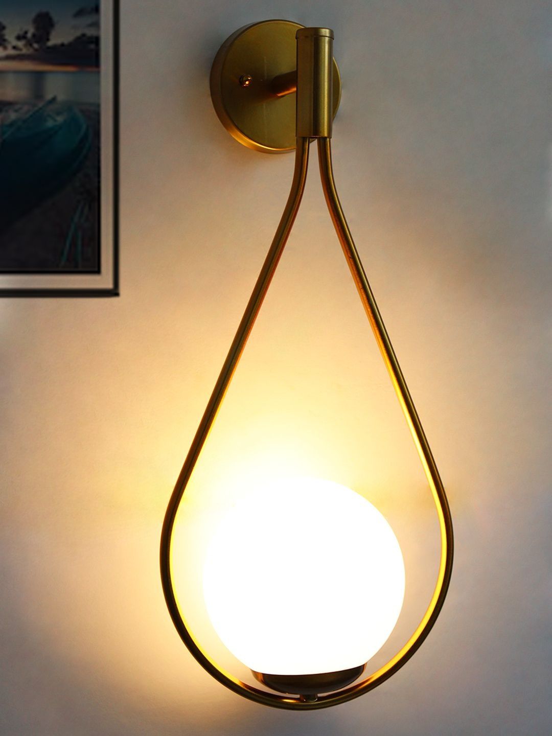 SHREE KALA HOME DECOR Gold-Toned & Gold-Toned Iron Contemporary Abstract Shaped Shaped Wall Lamp-image-43