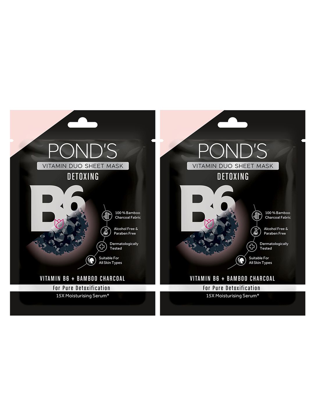 Ponds Set of 2 Activated Charcoal Clear Detox Vitamin Duo Sheet Mask - 25ml each-image-37