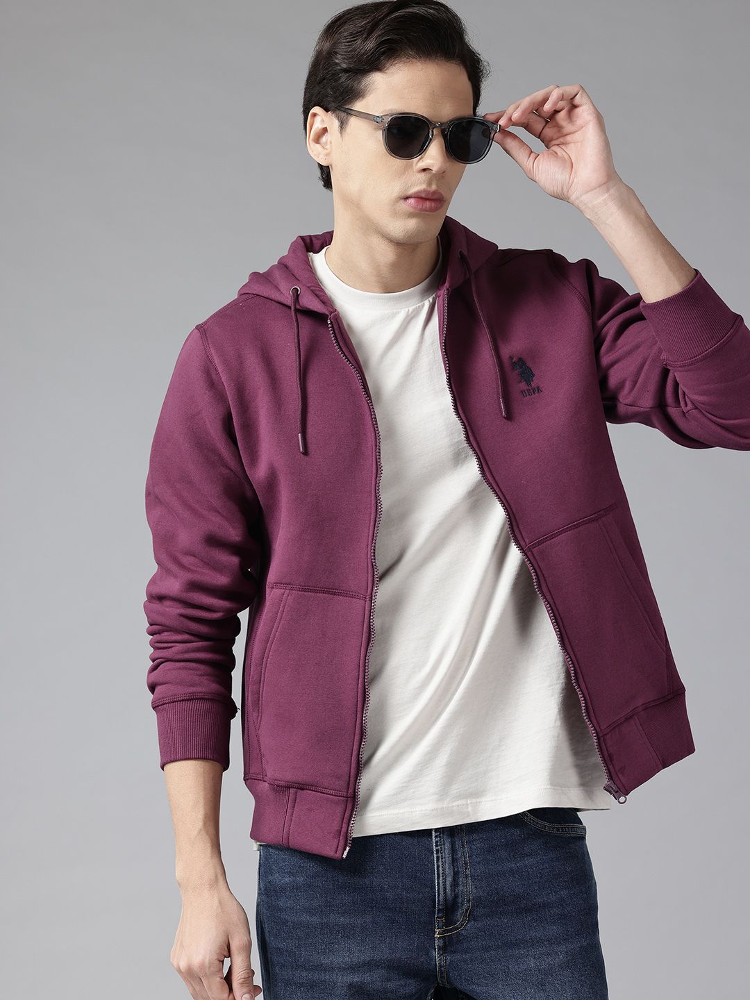 U.S. Polo Assn. Brand Logo Detail Hooded Sweatshirt