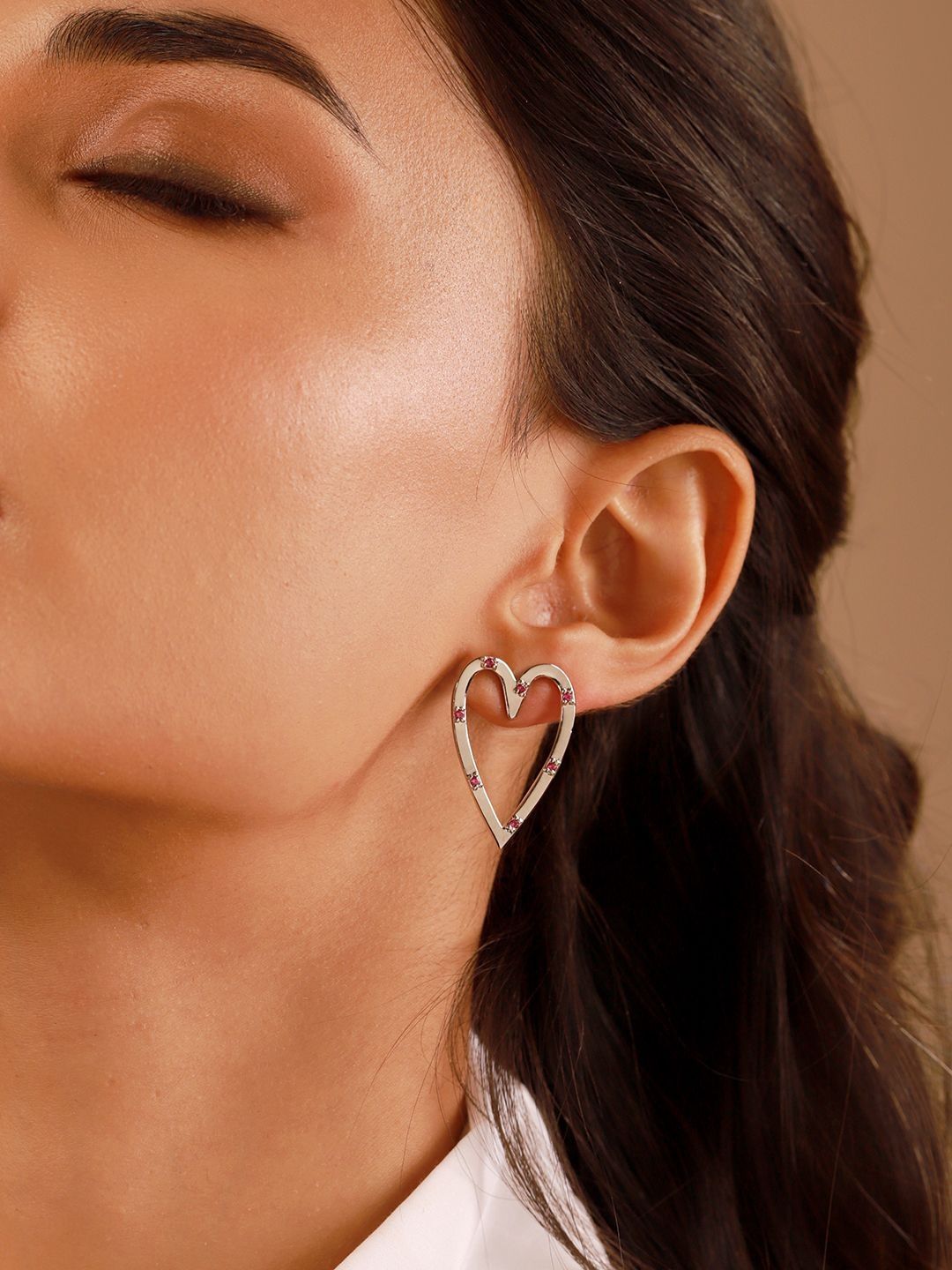Voylla Heart Shaped Studs Earrings-image-18
