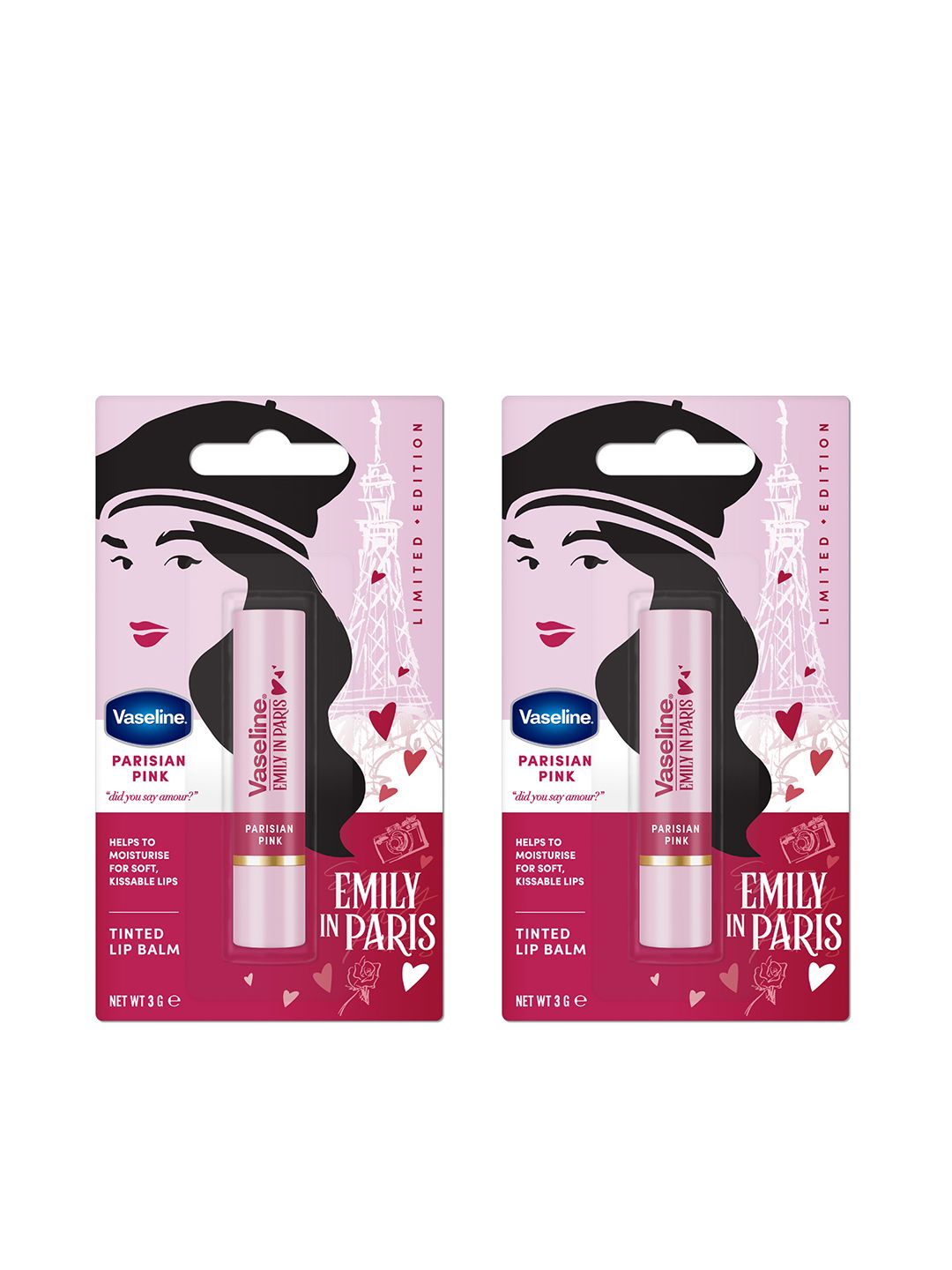 Vaseline Set of 2 Emily in Paris Limited Edition Lip Balm Stick 3g Each- Parisian Pink-picture-34