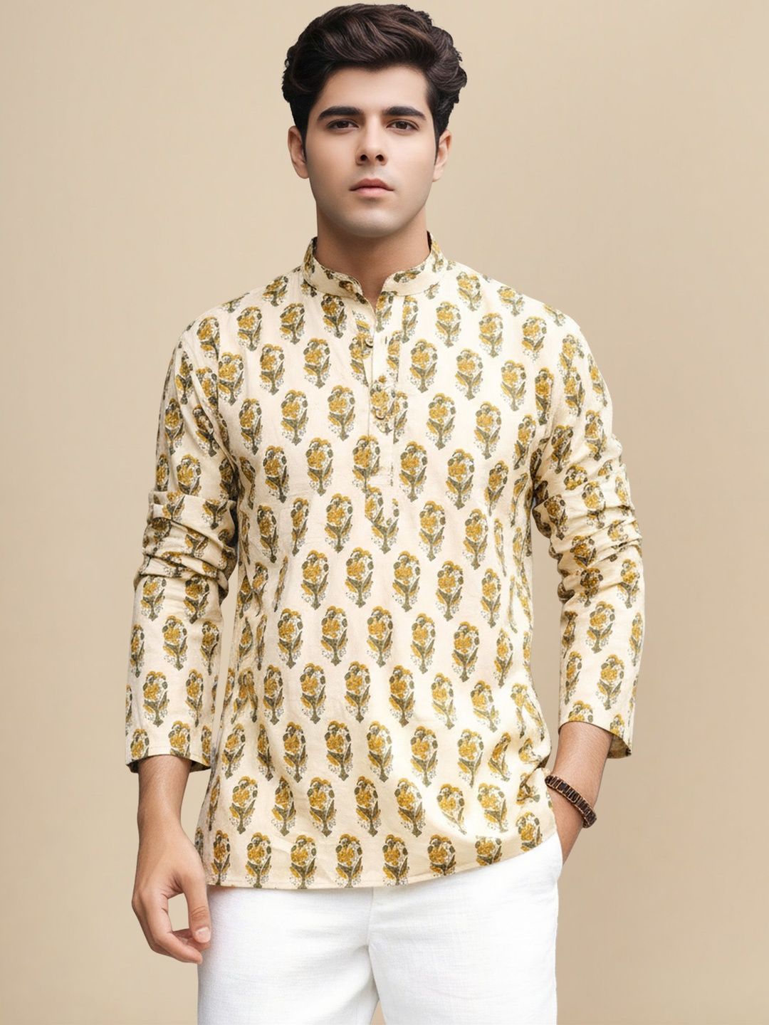 MUTUAL Men Floral Thread Work Kurta-picture-13