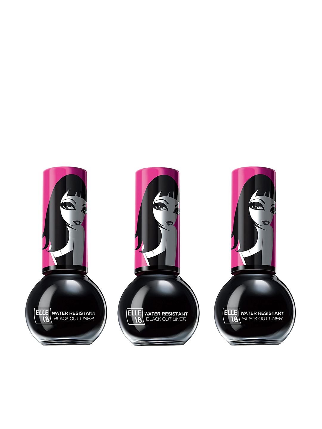 ELLE 18 Set of 3 Black Out Liner Eyeliner Water Resistant With Intense Payoff - 5ml each-image-16