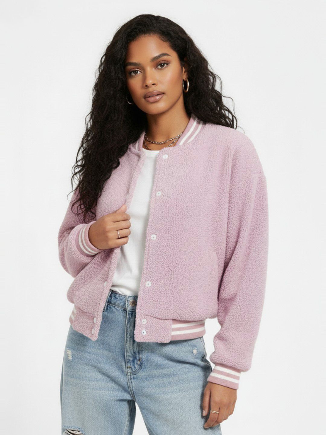 glitchez Stand Collar Oversized Varsity Sherpa Jacket-picture-37
