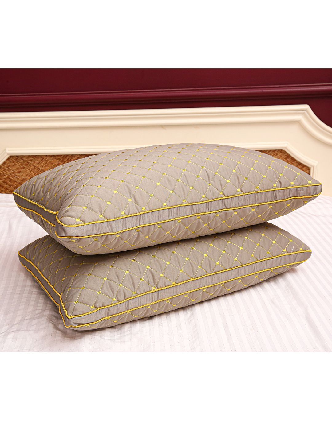 PAPAYA Grey Set of 2 Fibre Filled Polycotton Ultra Soft Sleep Pillow-picture-22