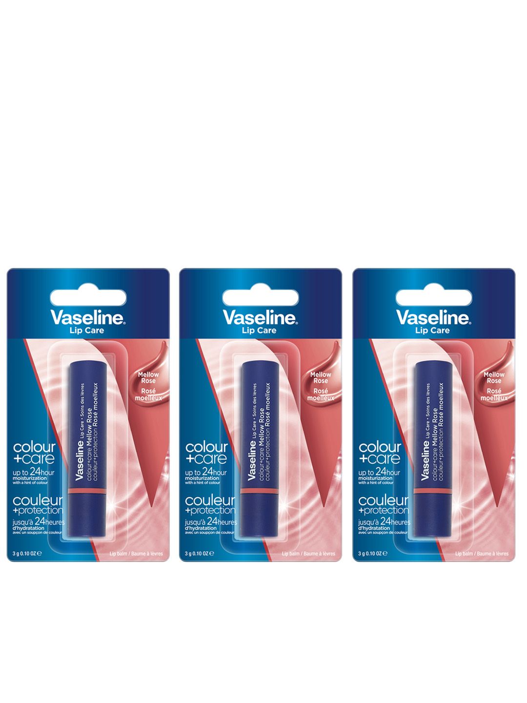 Vaseline Set of 3 Colour+Care Tinted Lip Balm Stick with Shea Butter 3g Each - Mellow Rose-picture-23