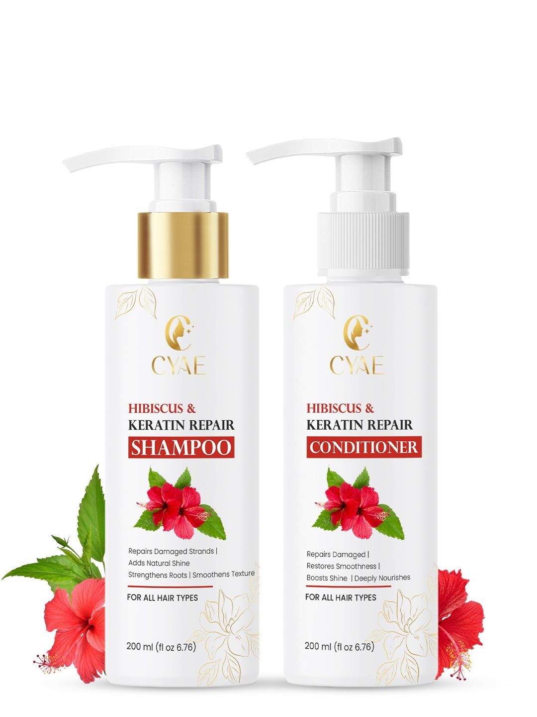 Cyae Set Of 2 Hibiscus & Keratin Repair Shampoo & Conditioner - 200 ml Each-picture-5