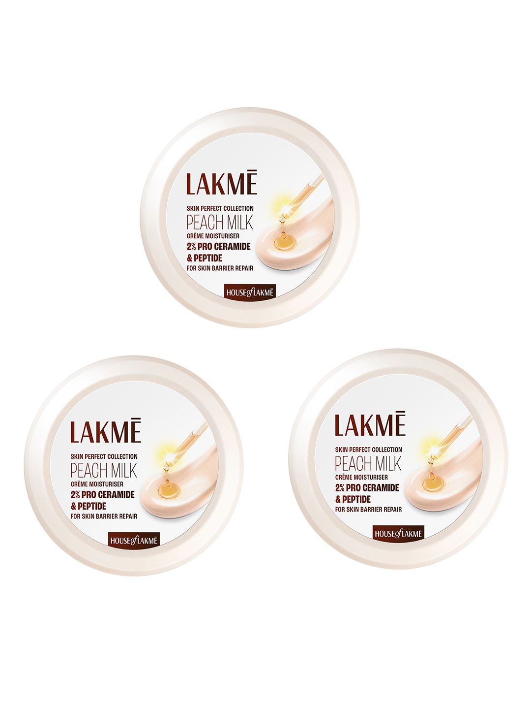 Lakme 3Pcs Skin Perfect Collection Peach Milk Creme Moisturiser with Ceramide - 200g Each-image-29