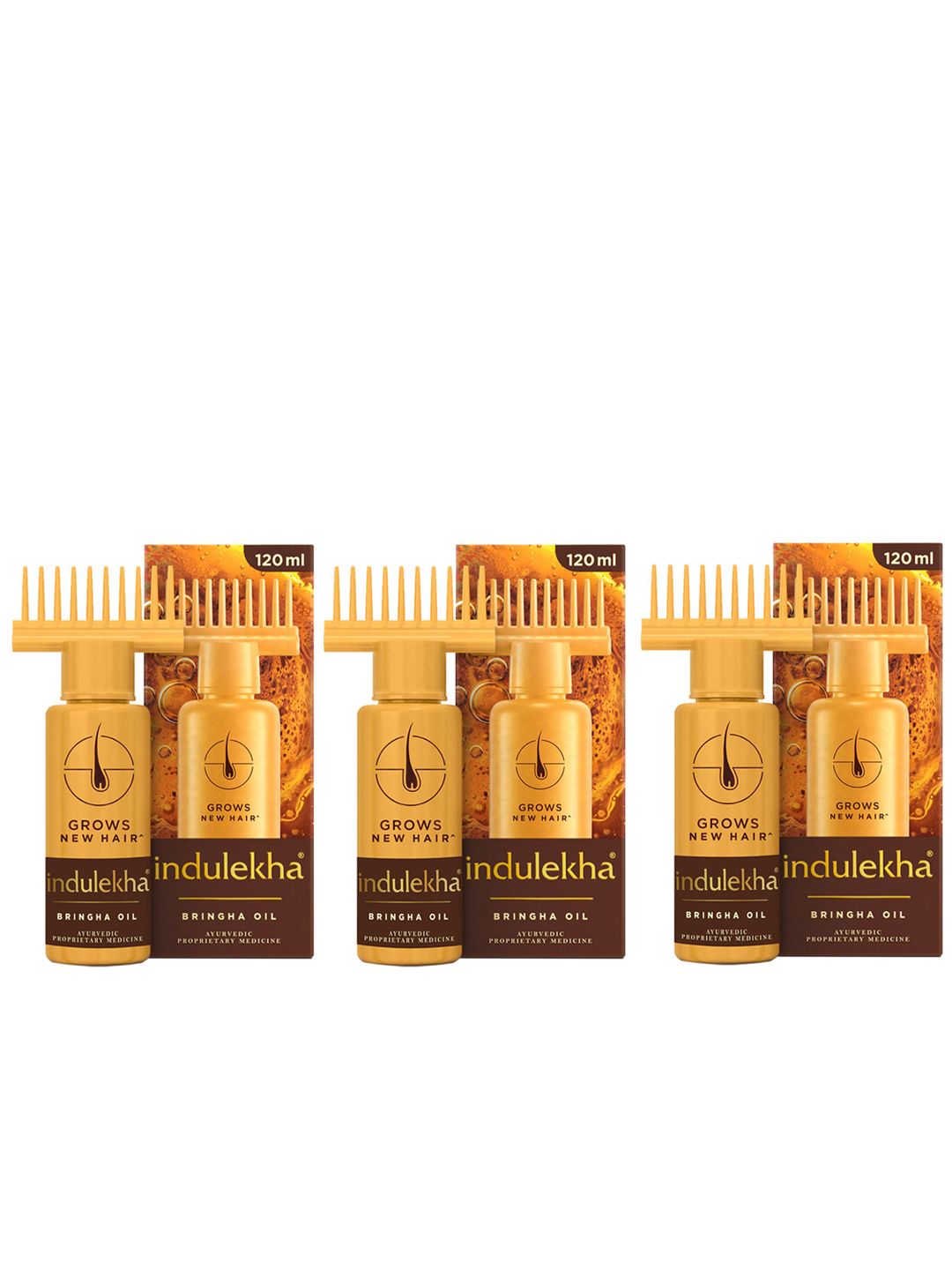 indulekha Set of 3 Bringha Hair Oil with Amla & Almond to Reduce Hair Fall - 120 ml Each-picture-34