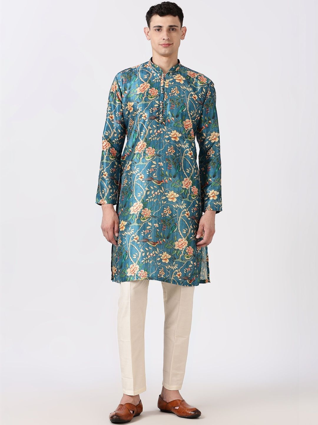 Anouk Men Floral Printed Thread Work Kurta-picture-31