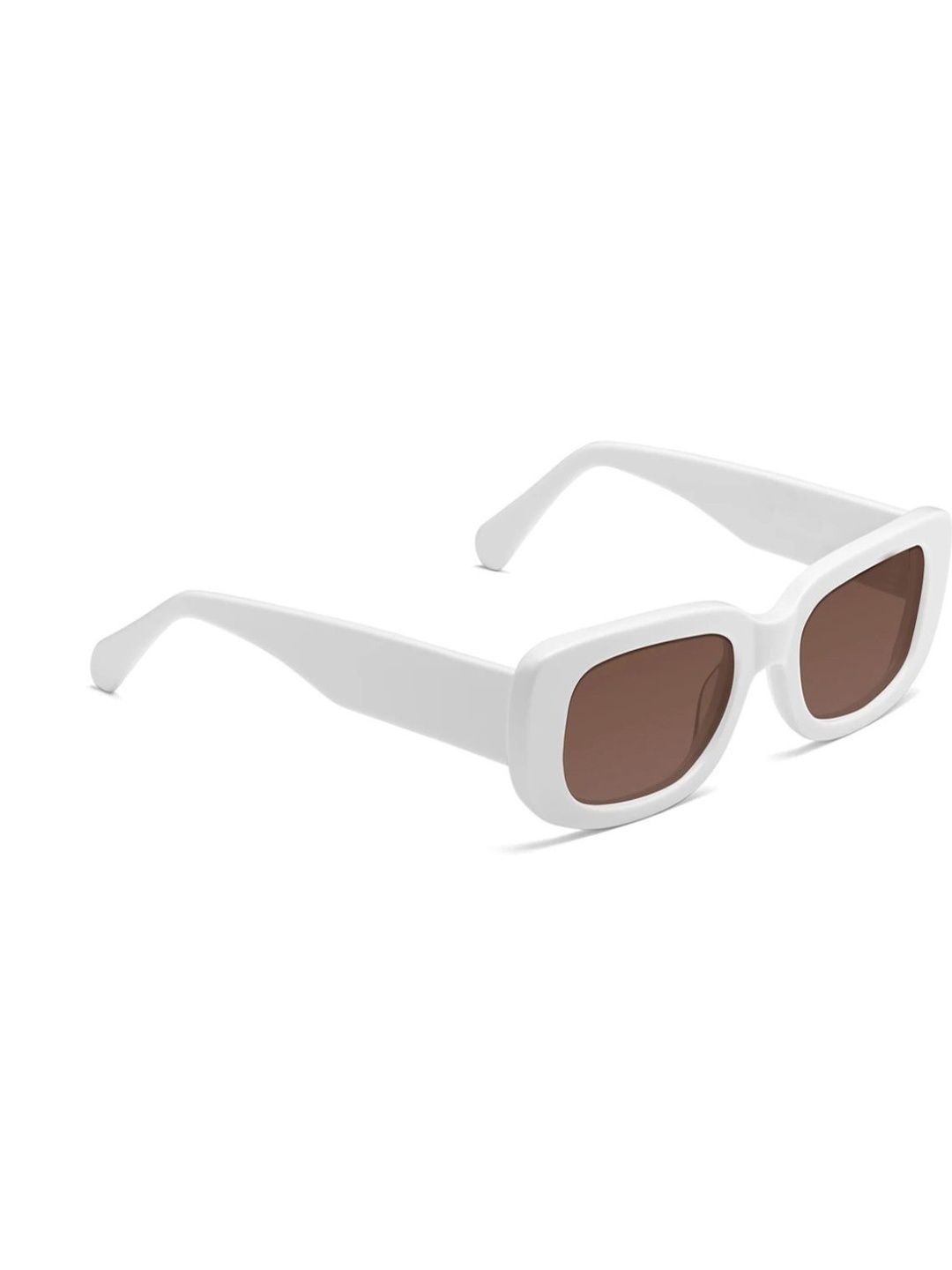 Elligator Men Brown Lens & White Rectangle Sunglasses with-picture-16