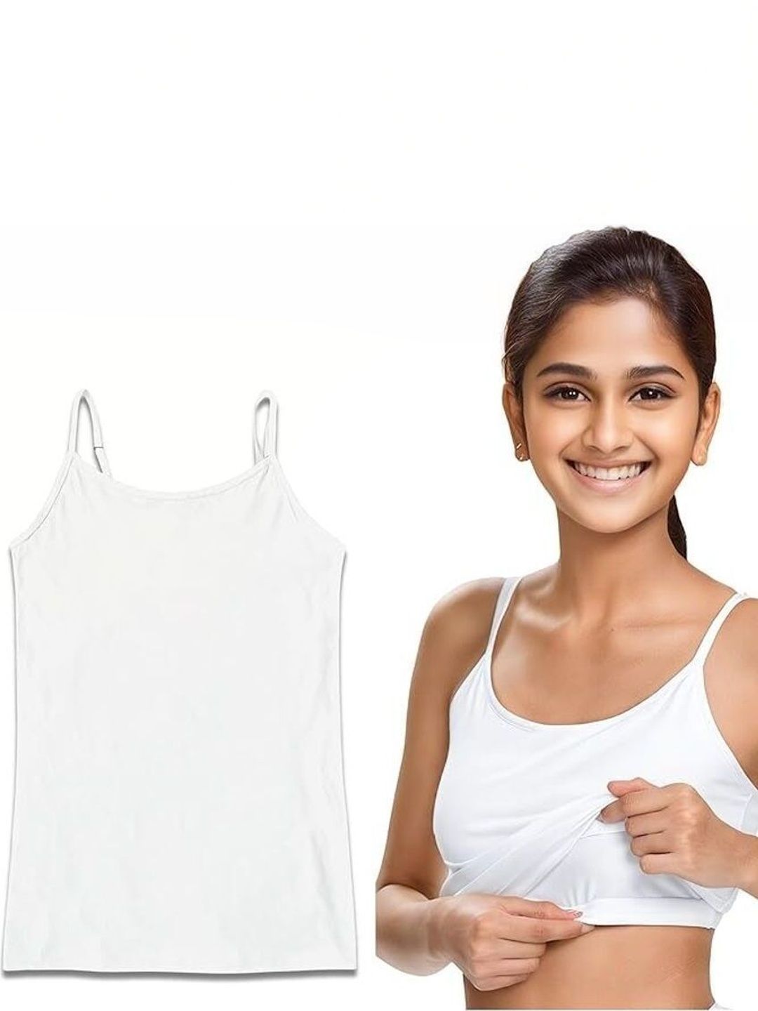kikwit White Solid Lightly Padded Camisoles-picture-4