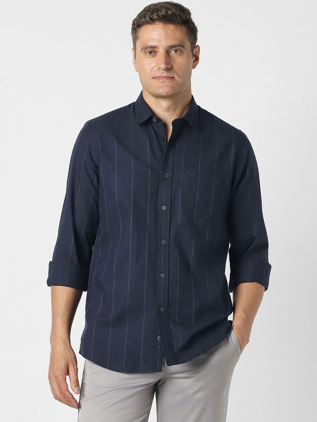 Peter England Casuals Men Slim Fit Striped Casual Shirt-picture-38