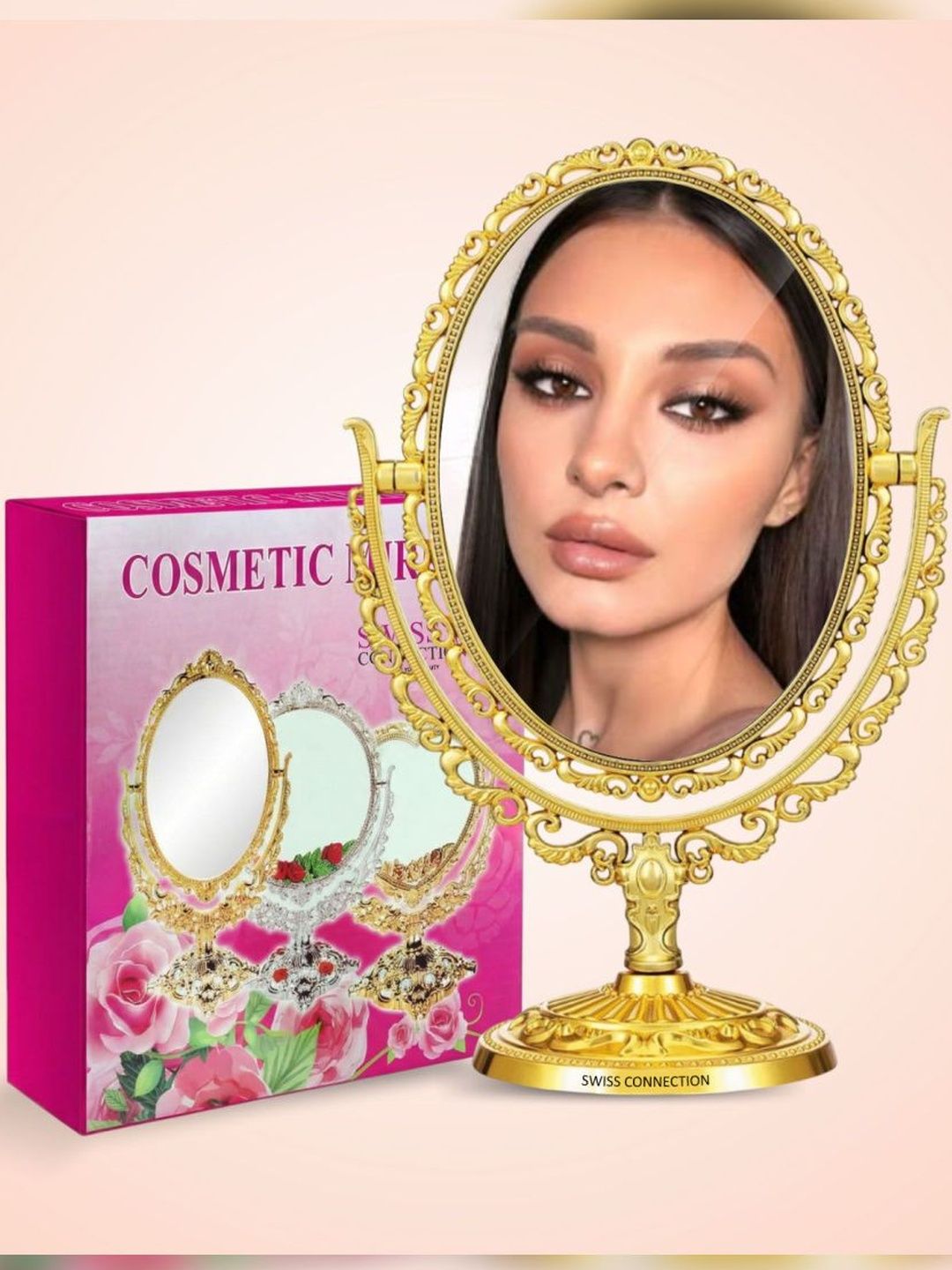 Swiss Connection Yellow Double Sided Cosmetic Table Top Mirror-picture-56