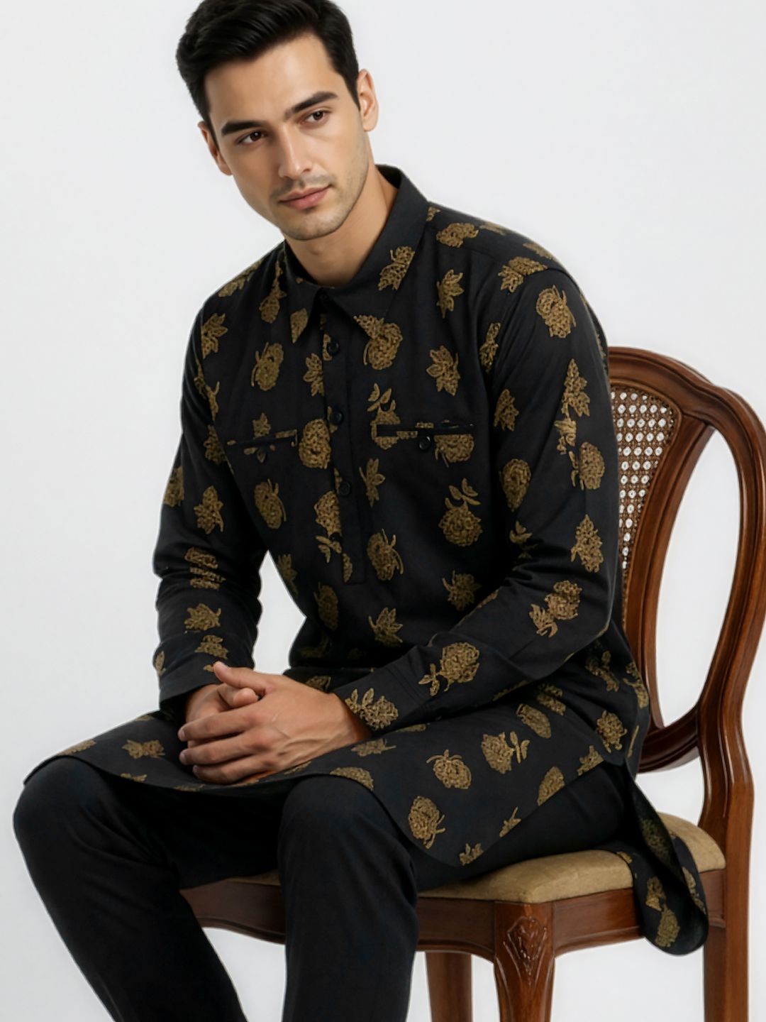 House of Pataudi Floral Printed Jashn Kurta Set