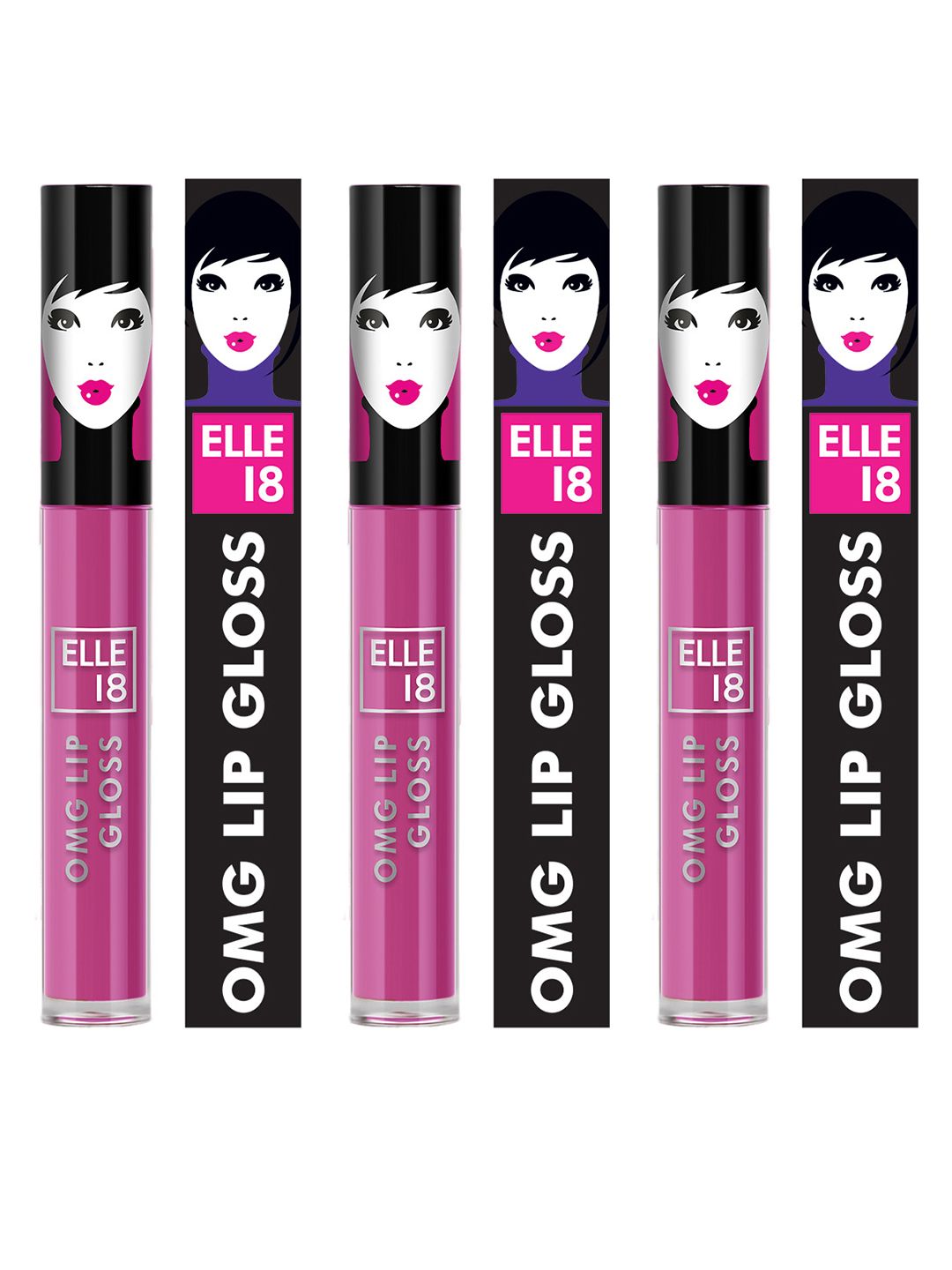 ELLE 18 Set of 3 OMG Lip Gloss with Jojoba Oil & Olive Oil 2.5ml each - Pink-a-licious-picture-11